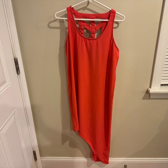 Mossimo Strappy Back Asymmetrical Orange Shift Tank Dress Size Medium - Picture 1 of 8